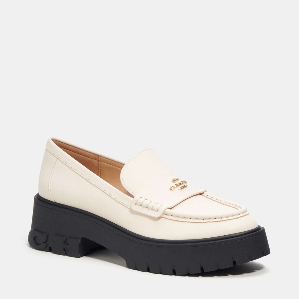 Coach Cream and Black Chunky Platform Loafers